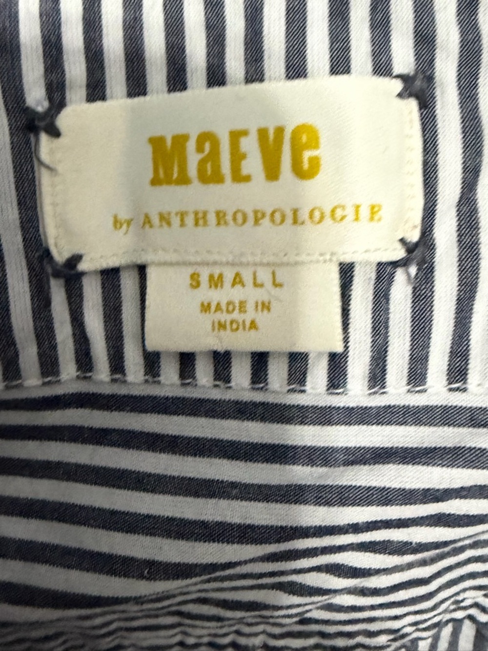 Anthropologie Maeve Navy and White Striped Shirt size small - Picture 4 of 6